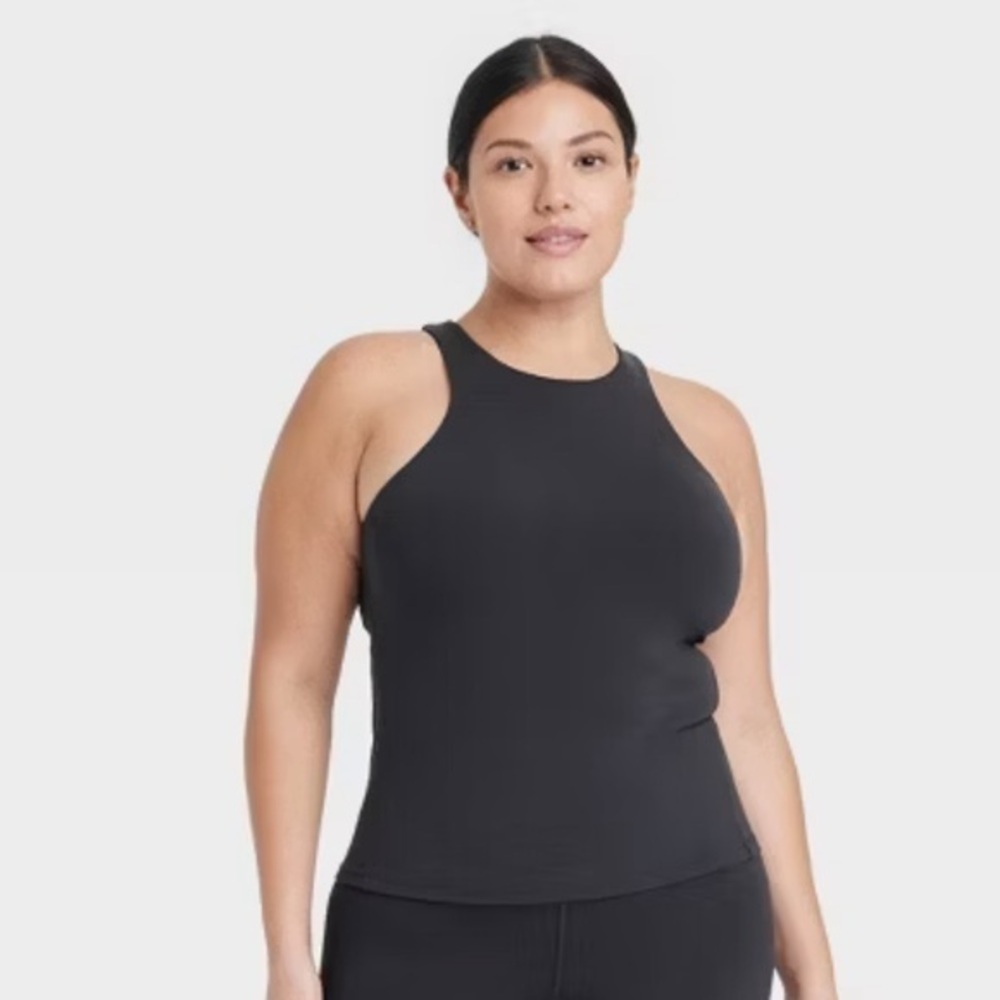 NWT All In Motion Soft High Neck Tank Top Black Moisture Wicking, Quick Drying
